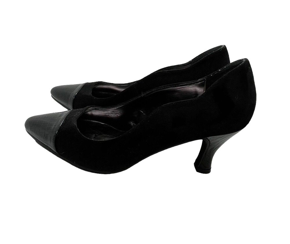 Bellini Zaza Pump Heels Black Scalloped Edge Women's Size 10 M 40s Vibes Vegan